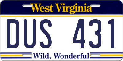 WV license plate DUS431