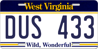 WV license plate DUS433