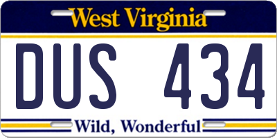 WV license plate DUS434
