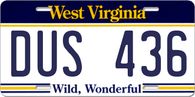 WV license plate DUS436