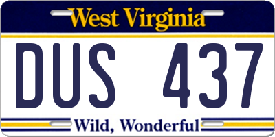 WV license plate DUS437