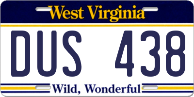 WV license plate DUS438