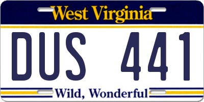 WV license plate DUS441