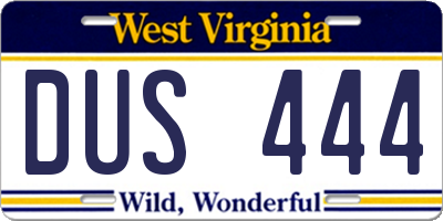 WV license plate DUS444