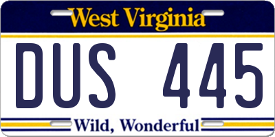 WV license plate DUS445