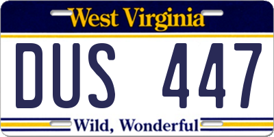 WV license plate DUS447