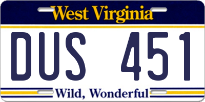 WV license plate DUS451