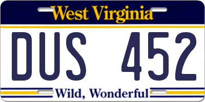 WV license plate DUS452