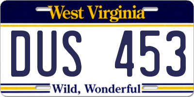 WV license plate DUS453
