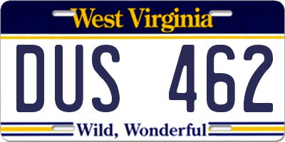 WV license plate DUS462