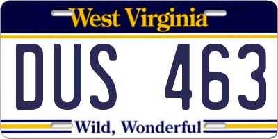 WV license plate DUS463