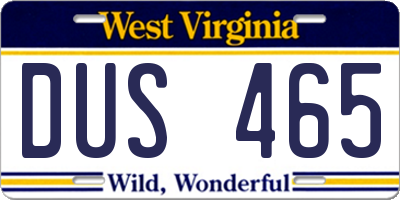WV license plate DUS465