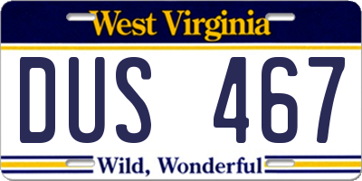 WV license plate DUS467