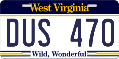 WV license plate DUS470
