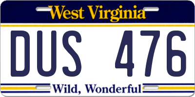 WV license plate DUS476