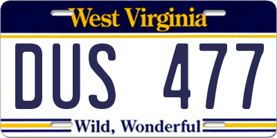 WV license plate DUS477