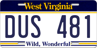 WV license plate DUS481