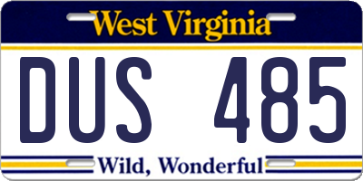 WV license plate DUS485