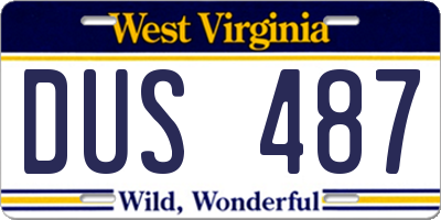 WV license plate DUS487