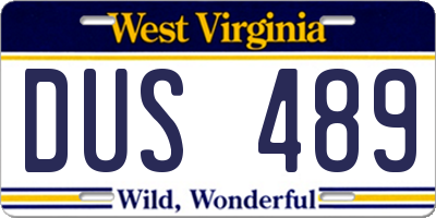 WV license plate DUS489