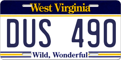 WV license plate DUS490