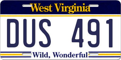 WV license plate DUS491