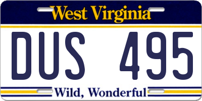 WV license plate DUS495