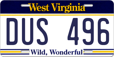 WV license plate DUS496
