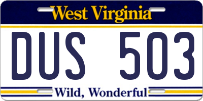 WV license plate DUS503