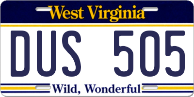 WV license plate DUS505