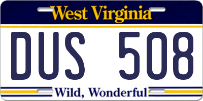 WV license plate DUS508