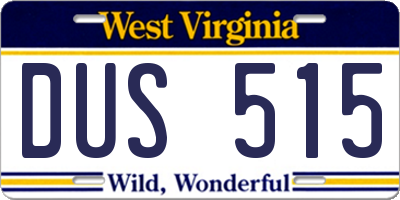 WV license plate DUS515