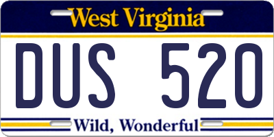 WV license plate DUS520