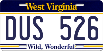 WV license plate DUS526