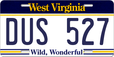 WV license plate DUS527