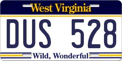 WV license plate DUS528