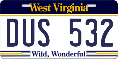 WV license plate DUS532