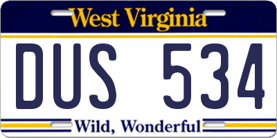 WV license plate DUS534