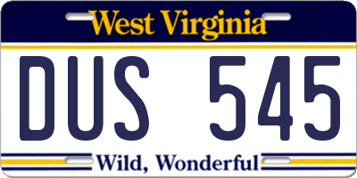 WV license plate DUS545