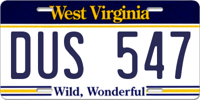 WV license plate DUS547