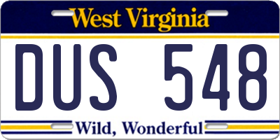 WV license plate DUS548