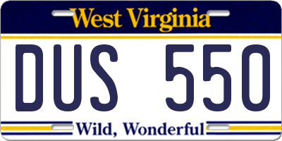 WV license plate DUS550