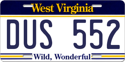 WV license plate DUS552
