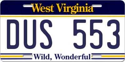 WV license plate DUS553