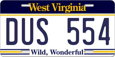 WV license plate DUS554