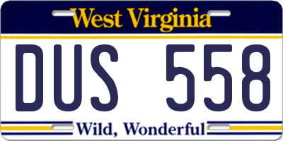 WV license plate DUS558