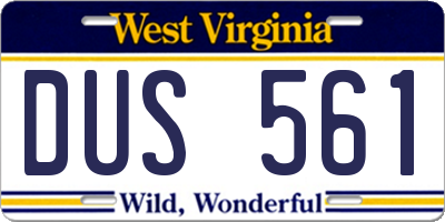 WV license plate DUS561