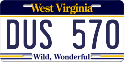 WV license plate DUS570