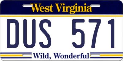 WV license plate DUS571