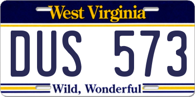 WV license plate DUS573